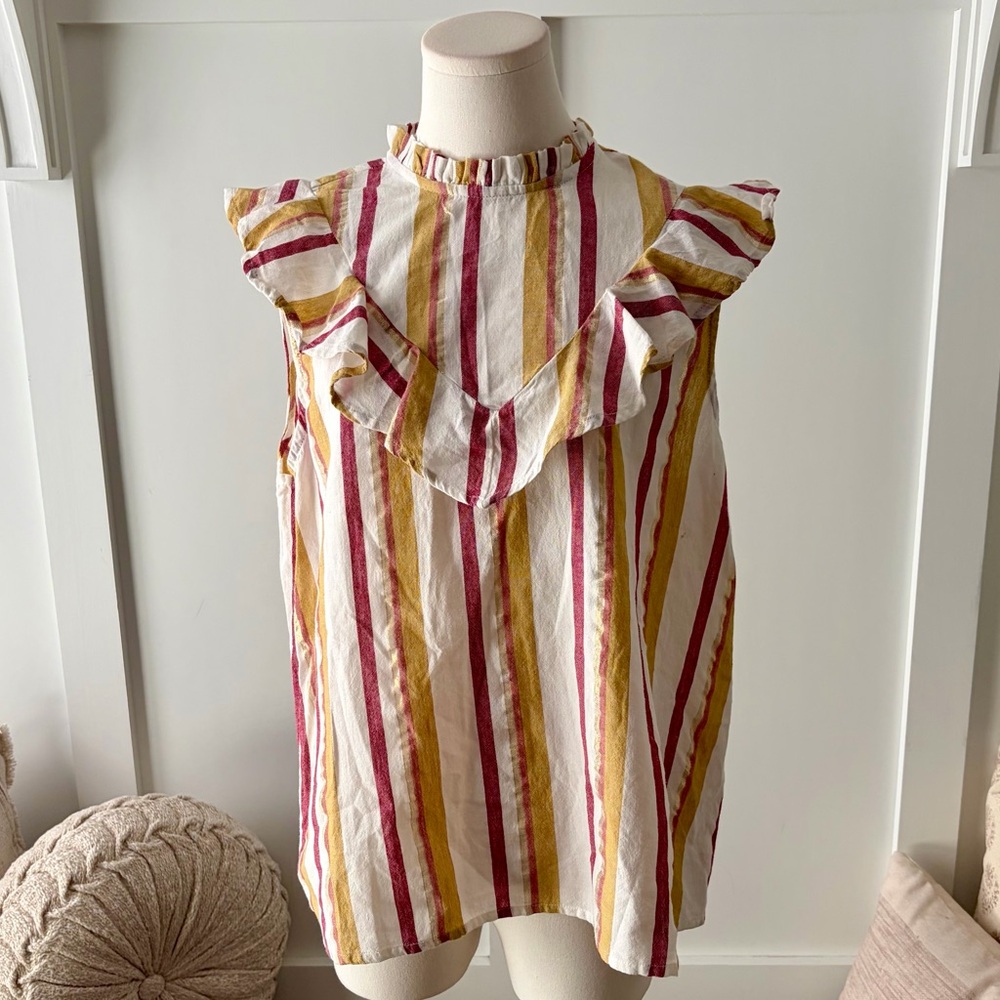 NFC Sleeveless Dress Shirt NWOT Gold, White & Burgundy Size XL